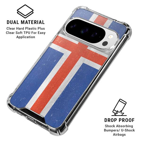 Iceland Flag Distressed Google Pixel 10 Pro Clear Case